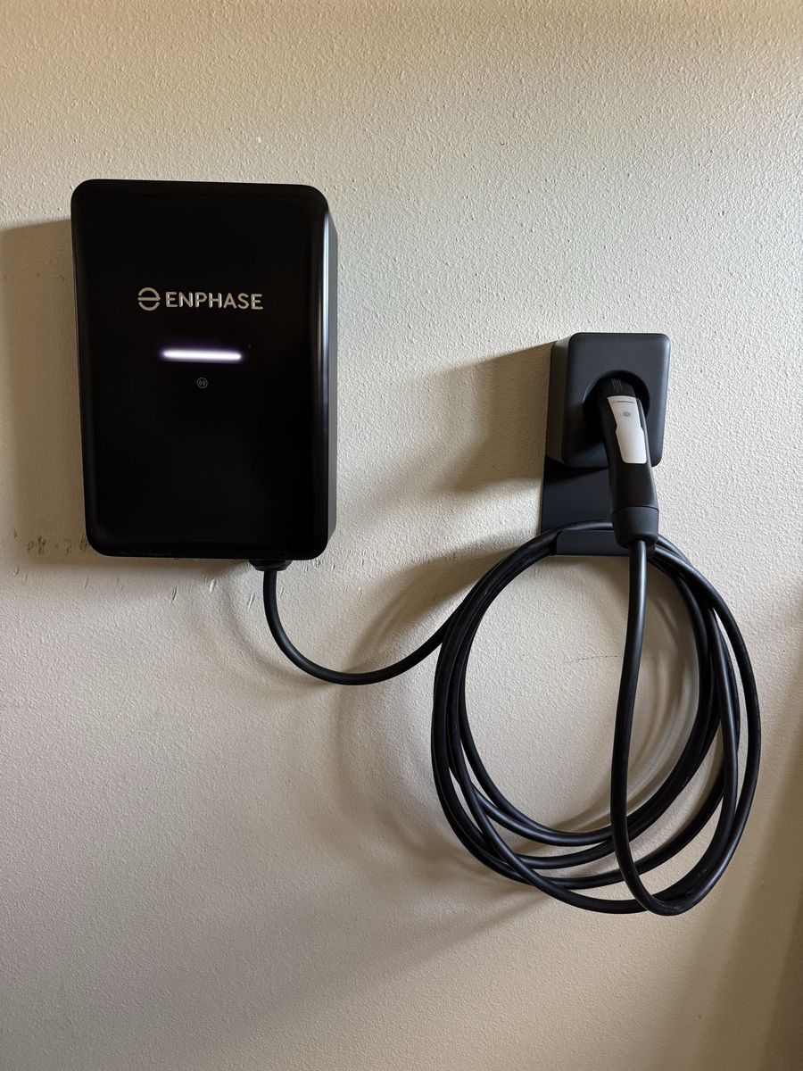Wall-mounted EV charger with cable holder
